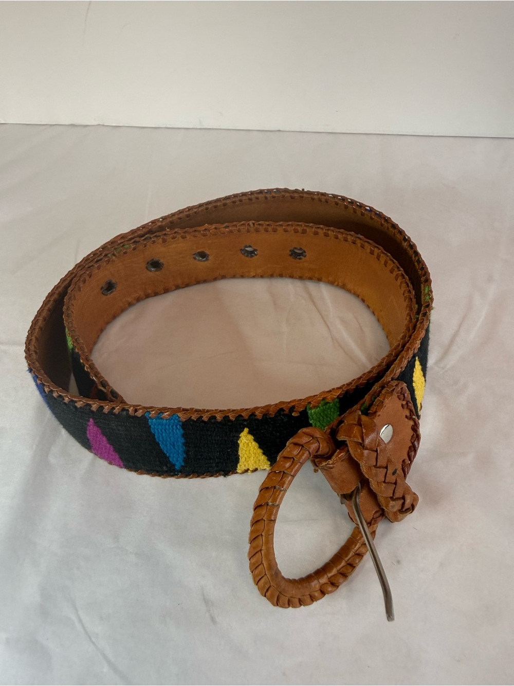 Hand Made Woven Multicolor Arrow Pattern Leather Belt